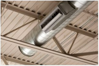 Industrial air duct inside building with angle vent